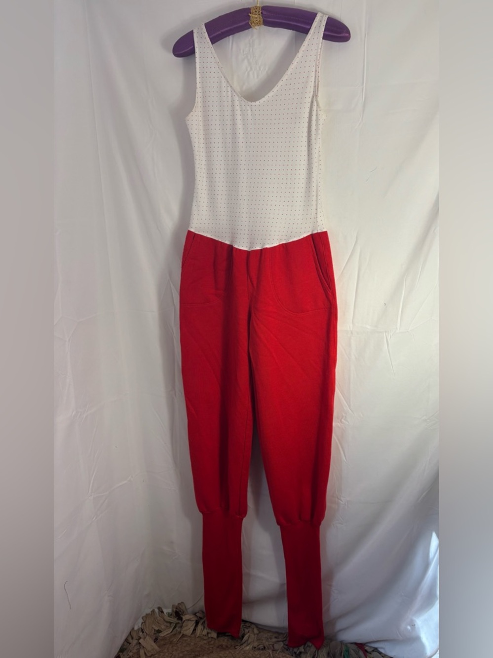 VTG Clown Core White + Red Polka Dot Jumpsuit Maximalist Size S - Picture 2 of 9
